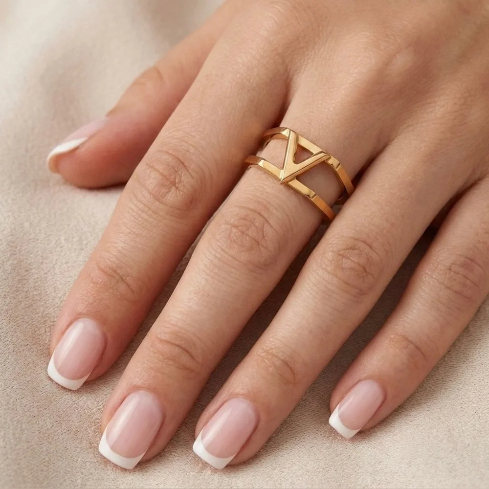 Gold Plated V Style Ring